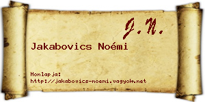 Jakabovics Noémi névjegykártya